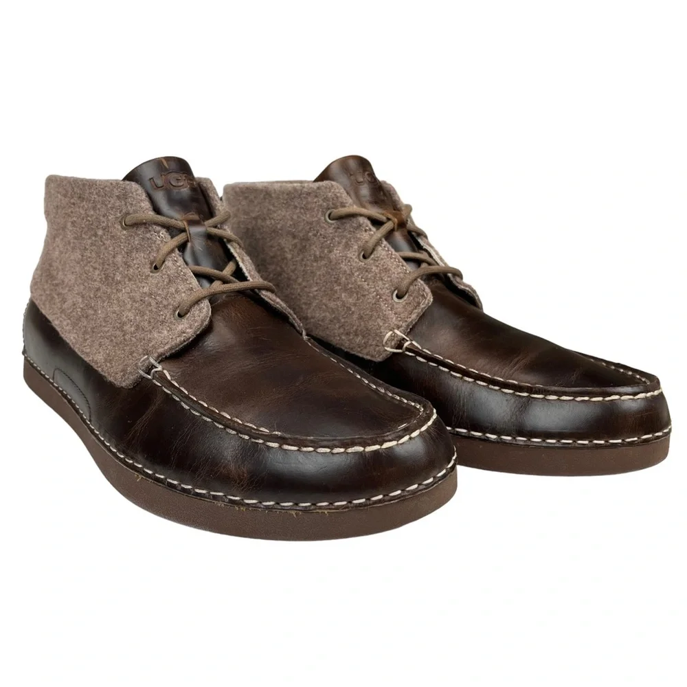 UGG Caldwell Vibram Leather Wool Chukka Boots Brown‎ Men’s Size 12 1003885